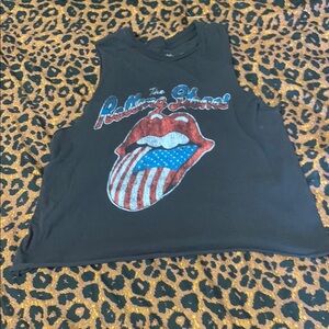The Rolling Stones Black and Red Crop Top
